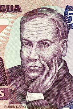 Ruben Dario (1867-1916) on 500 Cordobas 1985 Banknote from Nicaragua. Nicaraguan poet.