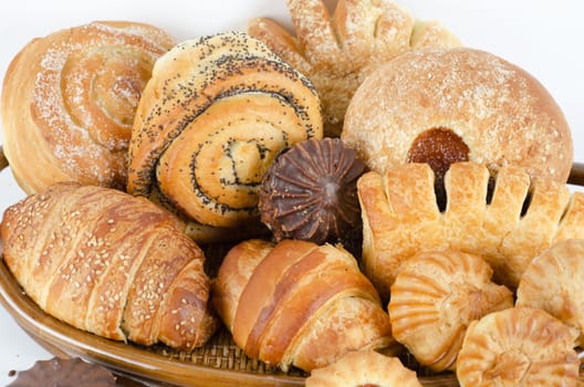 Bakery foodstuffs set on a white background