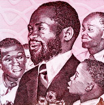 Samora Machel (1933-1986) on 1000 Meticais 1989 Banknote from Mozambique. Mozambican military commander, revolutionary socialist leader and President of Mozambique during 1975-1986.