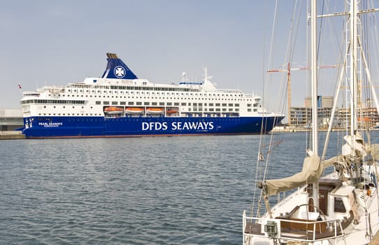 Cruise ship  in the port of Copengageni, Denmark