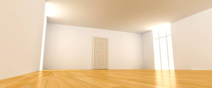 3D rendered Interior. An empty room. 