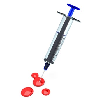 A medical syringe. 3D rendered Illustration. Isolated on white.