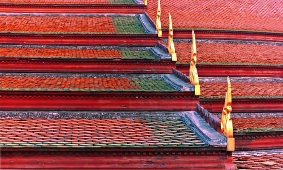 Gable apex on the roof of royal temple in thailand.