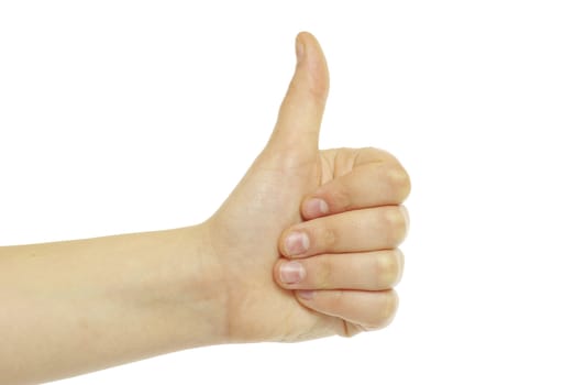 success hand sign isolated on white