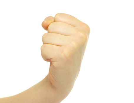 clenched fist isolated on the white