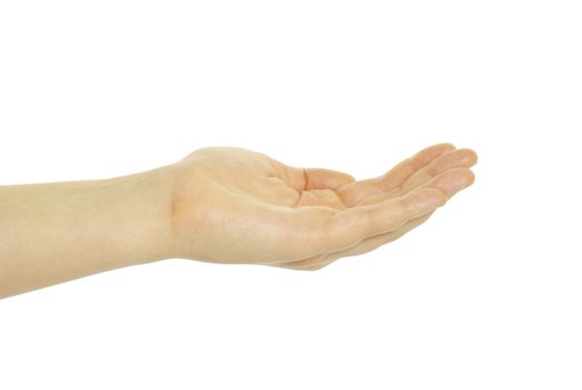 Empty businessman hand isolated on white