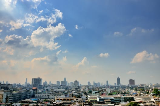 Bangkok cityscape with nice blue sky