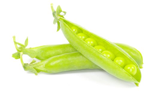 green peas vegetable closeup isolated on white