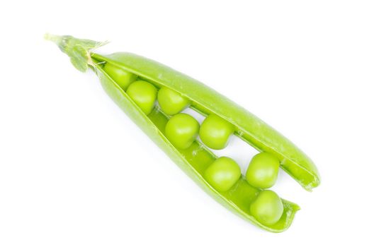 fresh green peas isolated on a white background