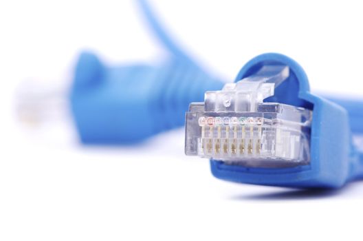  Macro shot of network connection plug