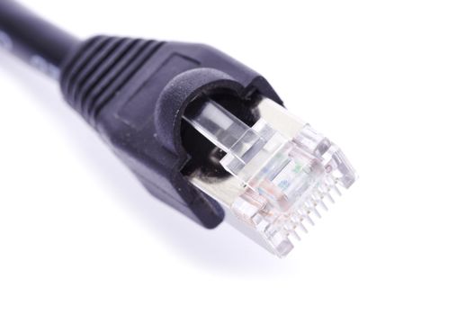  Macro shot of network connection plug