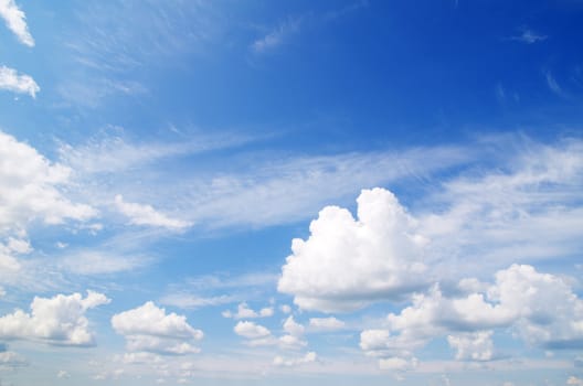 Blue sky background with tiny clouds