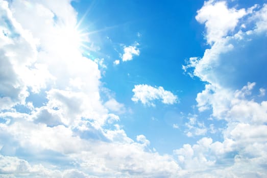 blue sky background with tiny clouds