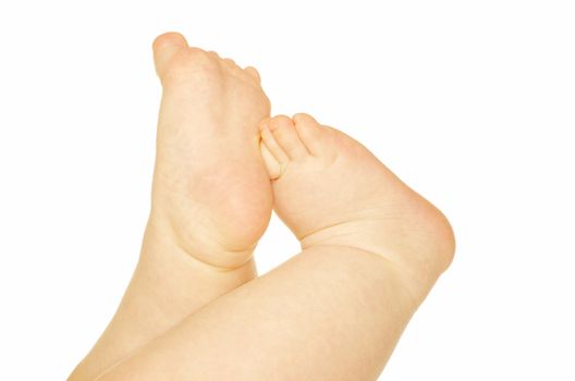newborn baby feet isolated on white