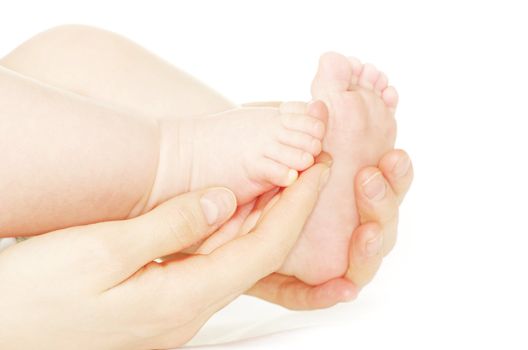 newborn baby feet isolated on white