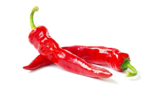 fresh red hot pepper on a white 