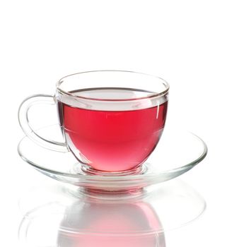 tea in cup with leaf mint  isolated on white background