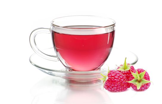 tea in cup isolated on white background