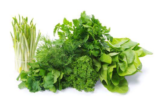 Fresh herbs isolated on white