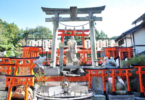 Statue of Goddess at Fushimi Inari Shrine in Kyoto, Japan