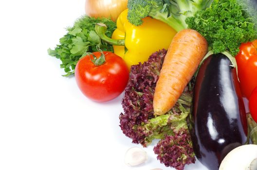  vegetables on the white background