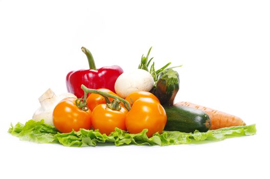 fresh vegetables on the white background