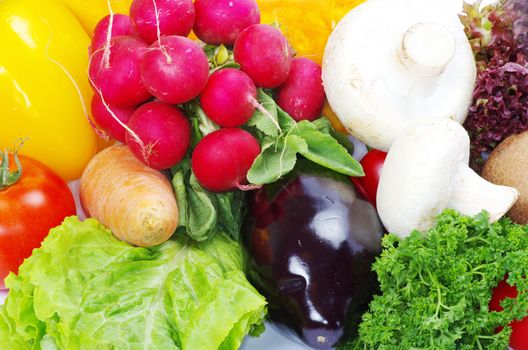 fresh vegetables on the white background