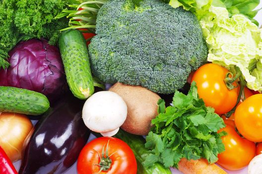 fresh vegetables on the white background