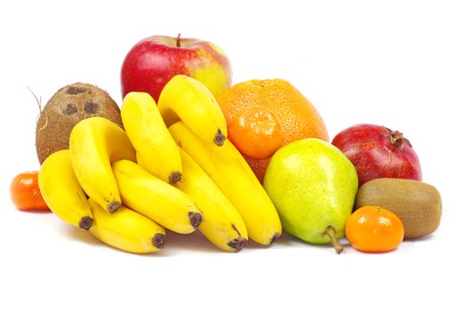 Composition with fruits isolated on white