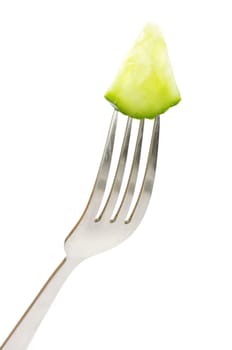 fresh cucumber on a fork
