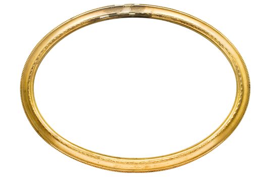 Empty golden picture frame isolated on white. File contains clipping path.