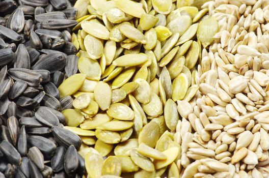 Close up image of sunflower and pumpkin seeds