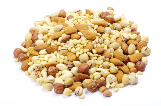  mixed nuts on white background