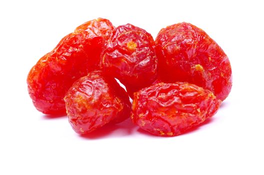 red dried goji berries on white
