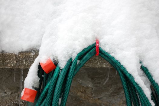 Garden hose in winter