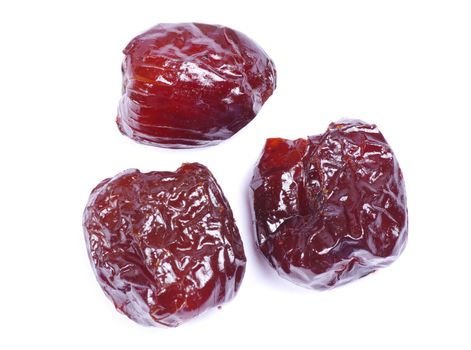 dryed dates on white background