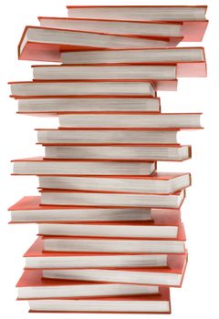 Pile of red books isolated on white. File contains clipping path.