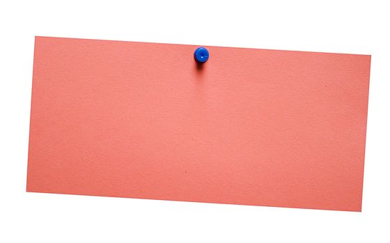 Simple red note pinned on a white background. File contains clipping path.