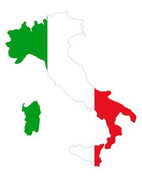 Map and flag of Italy