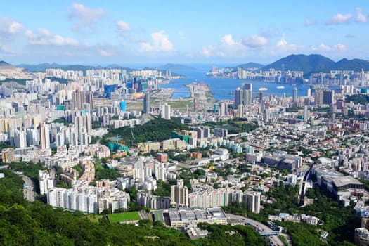 Hong Kong view from high at kowloon side