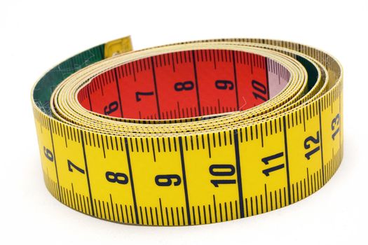 Colorful tape mesure isolated on a white background.