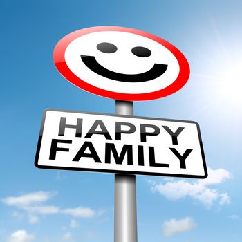 Illustration depicting a sign with a happy family concept.