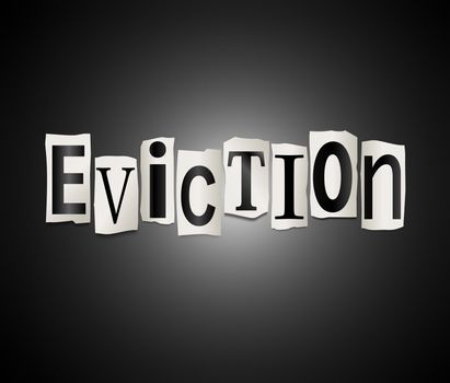 Illustration depicting cutout printed letters arranged to form the word eviction.