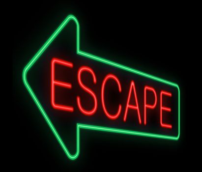 Illustration depicting a neon sign with an escape concept.