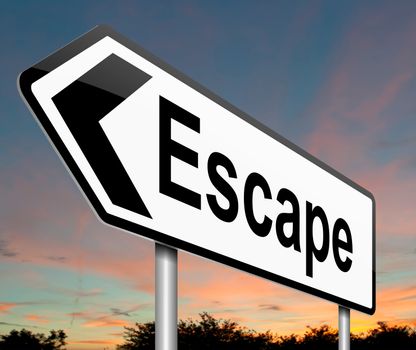 Illustration depicting a sign with an escape concept.