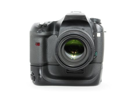 black digital camera isolated on a white