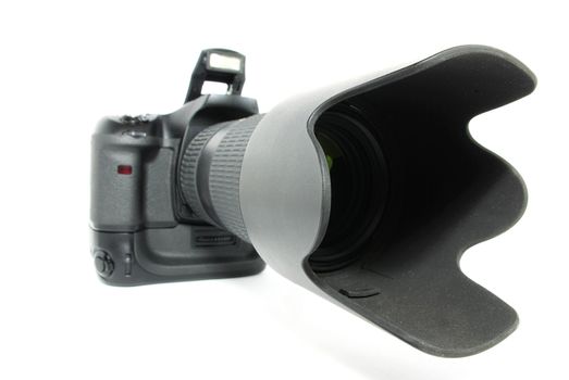 black digital camera isolated on a white