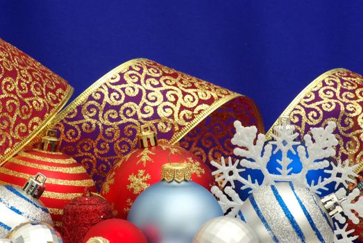 Christmas Decoration isolated on blue background