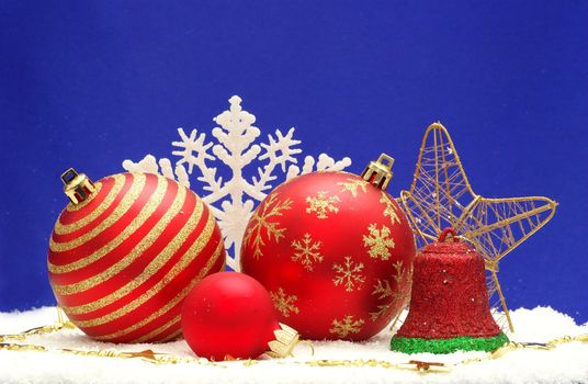 Christmas Decoration isolated on blue background