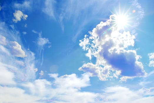 blue sky background with tiny clouds